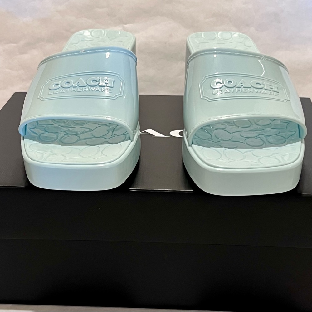 Coach Scarlett Rubber Block Heel Sandals Size 10 Sea Mist (Green/Blue) - Picture 7 of 13